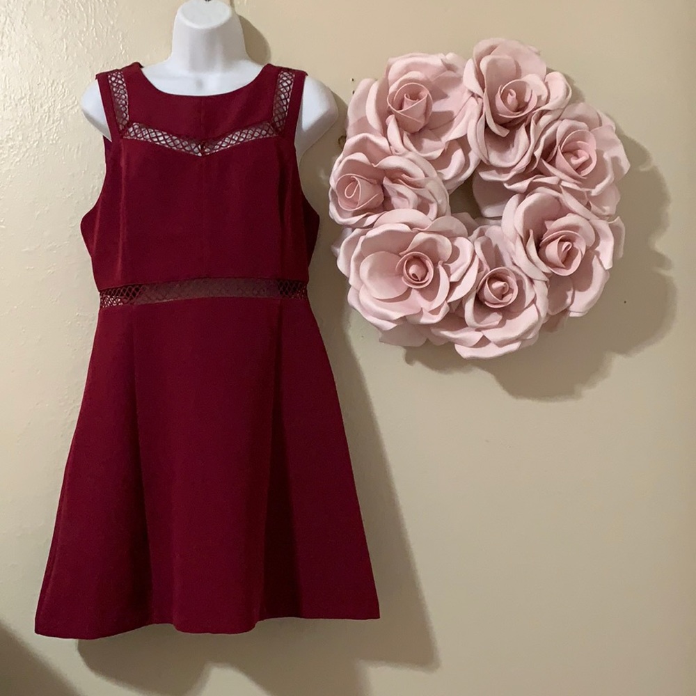 EXPRESS Size 10 Maroon Cut-Out A-line Dress